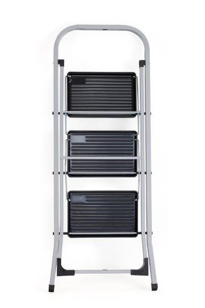 Escalera Tubular Luminas, Gris y Negro, Plagable de 3 Niveles