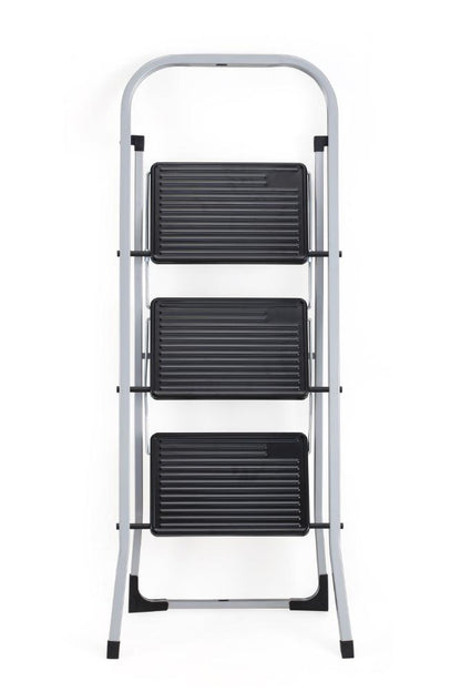 Escalera Tubular Luminas, Gris y Negro, Plagable de 3 Niveles