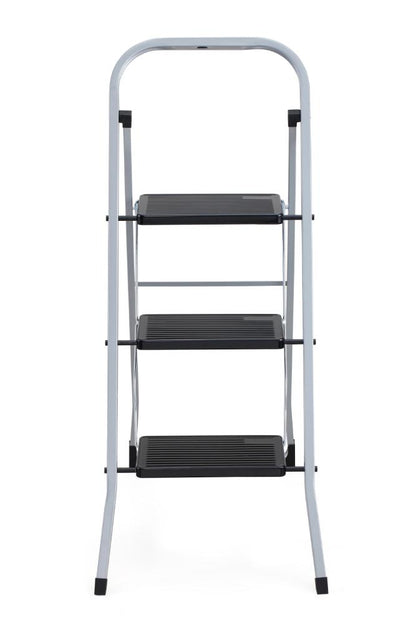 Escalera Tubular Luminas, Gris y Negro, Plagable de 3 Niveles