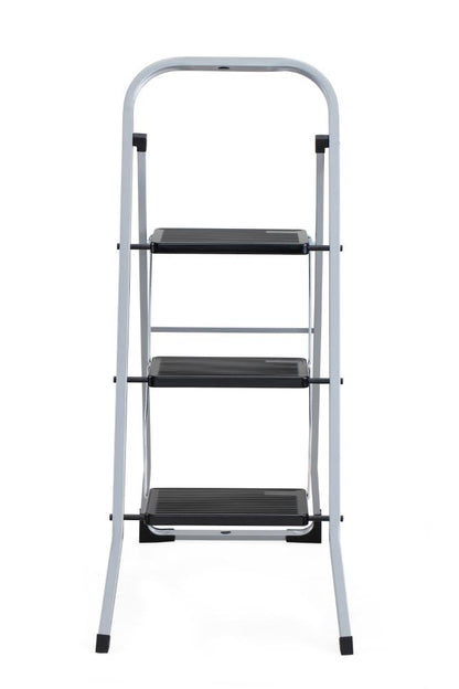 Escalera Tubular Luminas, Gris y Negro, Plagable de 3 Niveles
