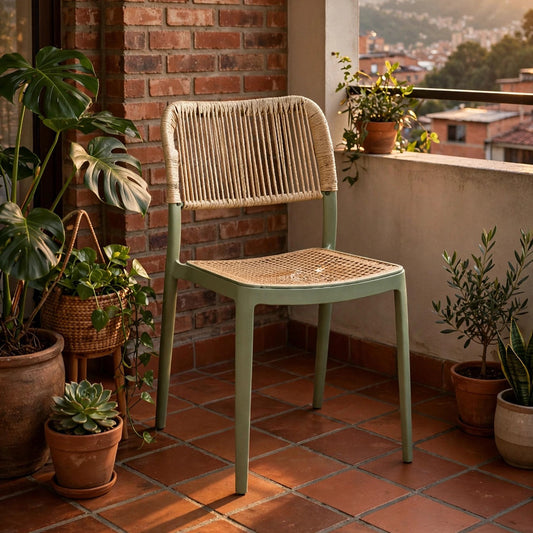 Silla Austin, Color Verde Olivo, con Espaldar Tejido