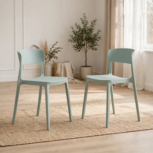 Set de 2 Sillas Mónaco, Color Azul Claro, con Espaldar y Diseño Moderno