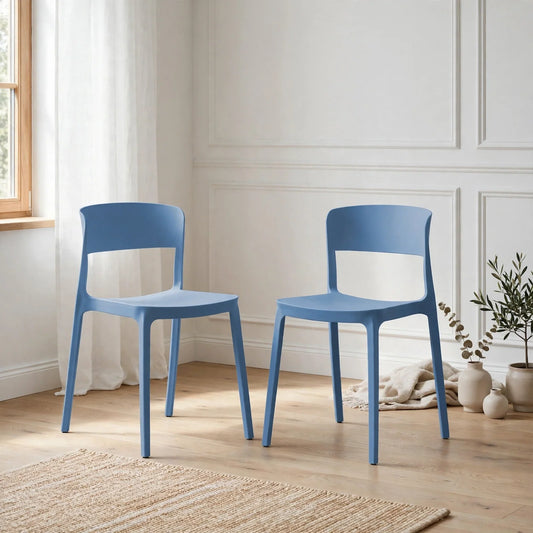 Set de 2 Sillas Mónaco, Color Azul Oceano, con Espaldar y Diseño Moderno