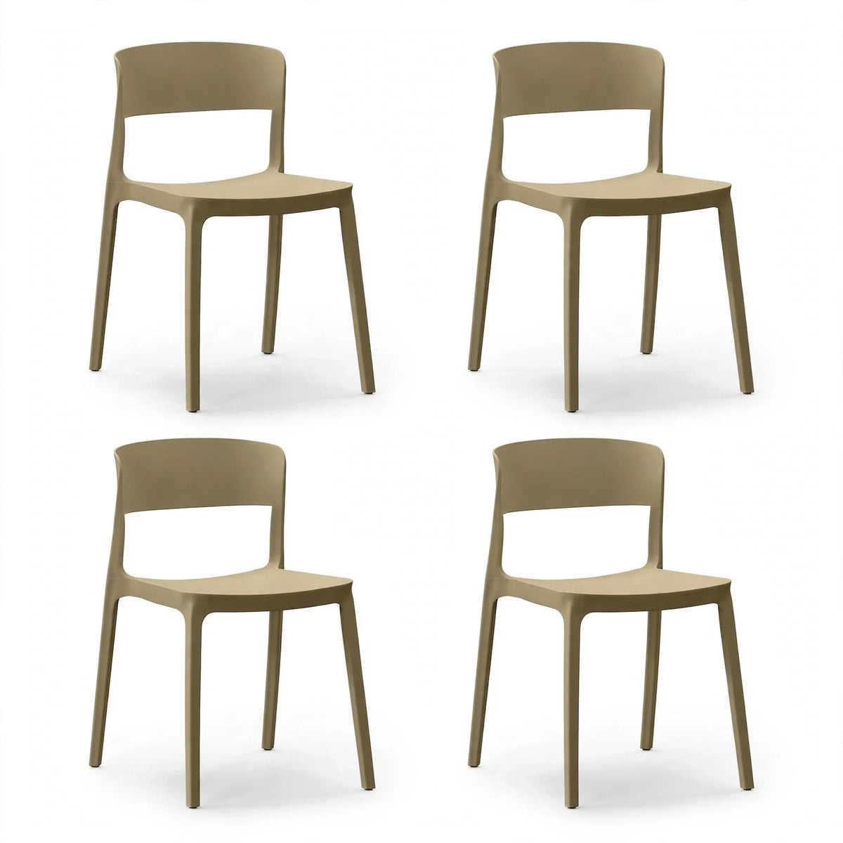 Set de 4 Sillas Mónaco, Color Khaki, con Espaldar y Diseño Moderno