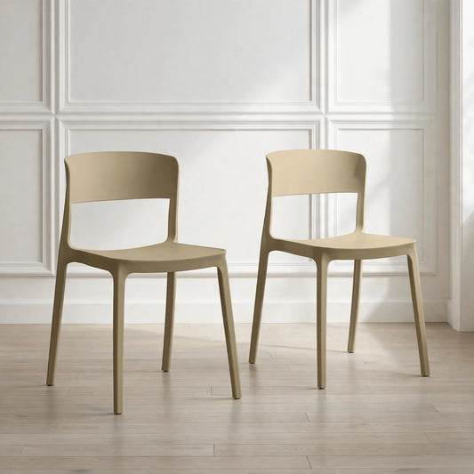 Set de 2 Sillas Mónaco, Color Khaki, con Espaldar y Diseño Moderno