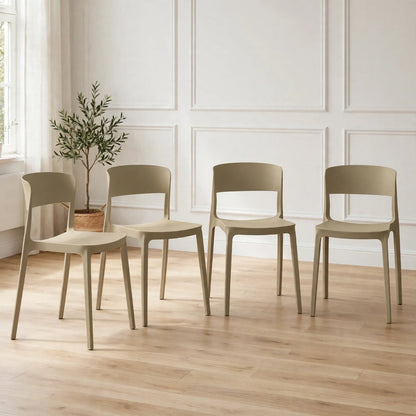 Set de 4 Sillas Mónaco, Color Khaki, con Espaldar y Diseño Moderno