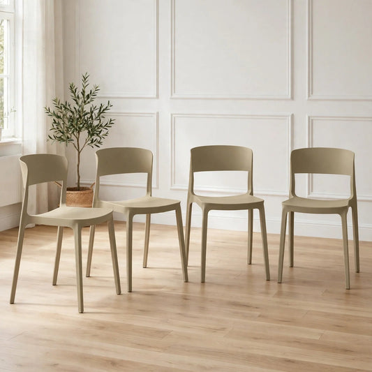 Set de 4 Sillas Mónaco, Color Khaki, con Espaldar y Diseño Moderno