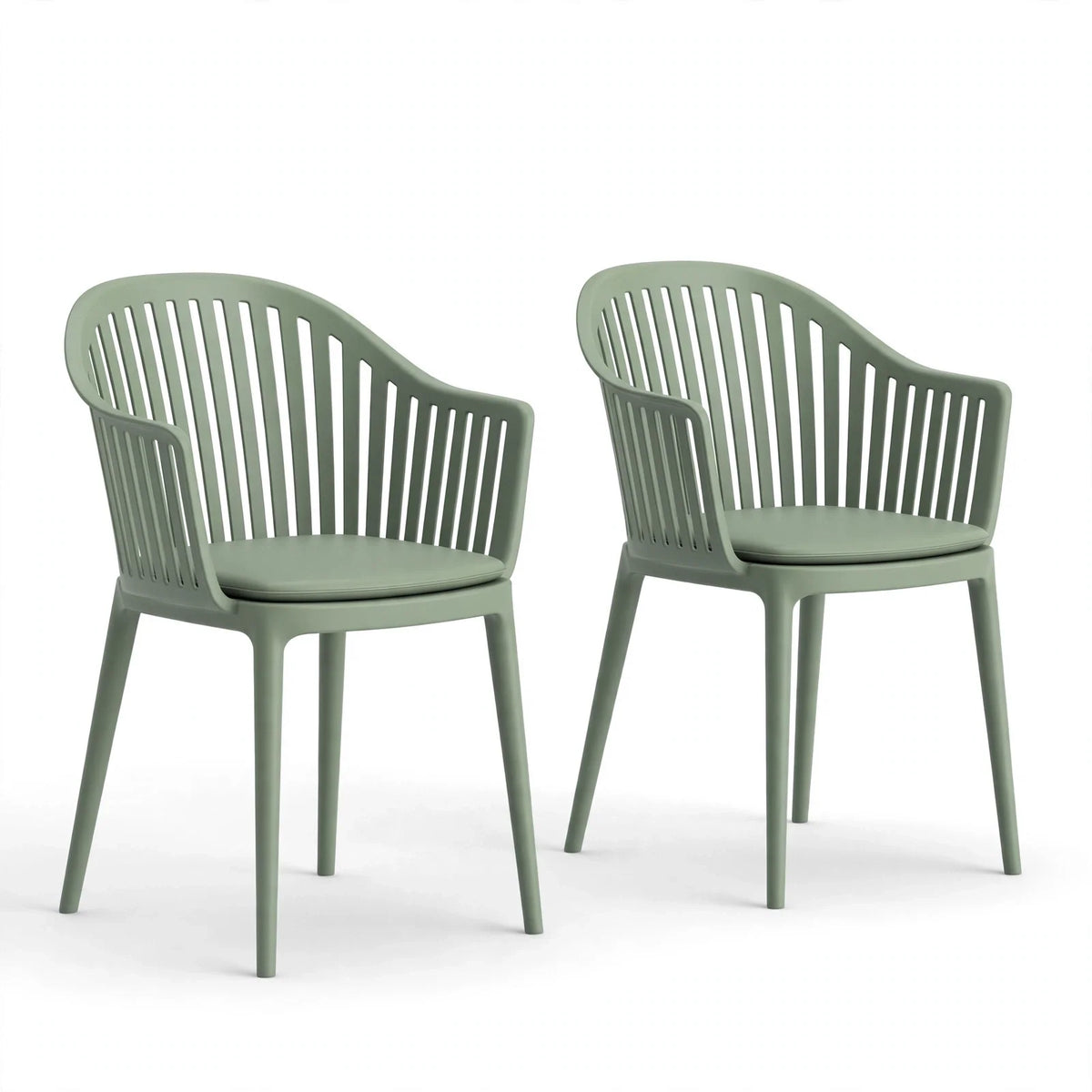 Set de 2 Sillas con Cojín Max, Color Verde, con Espaldar en Rejilla