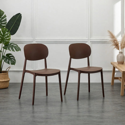 Set de 2 Sillas Milán, Color Café, con Espaldar y Diseño Moderno