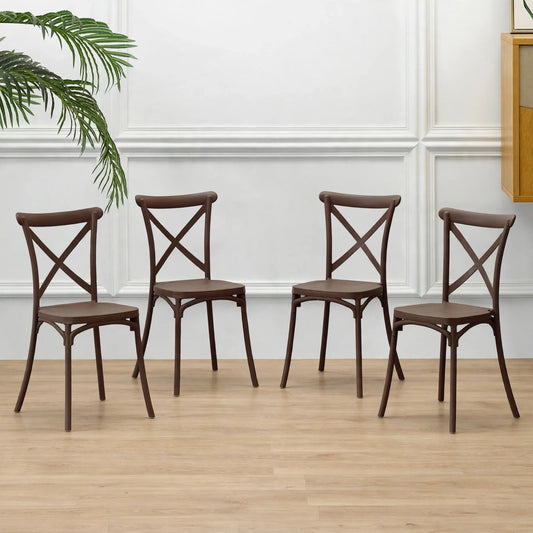 Set de 4 Sillas Betany, Color Café, con Espaldar y Diseño Minimalista