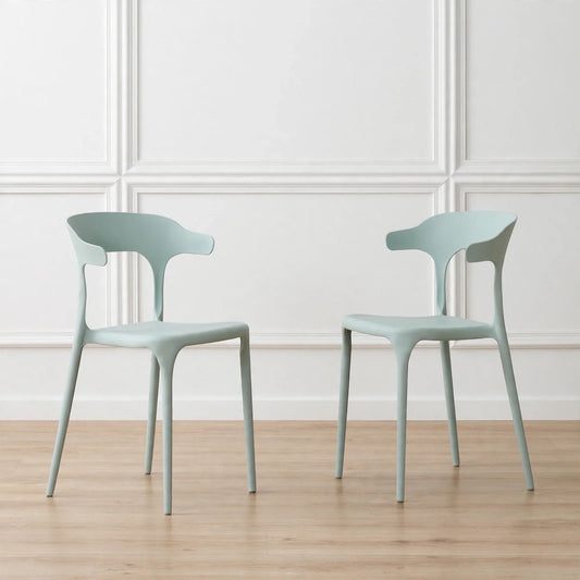 Set de 2 Sillas Elena, Color Azul Claro, con Espaldar y Diseño Moderno