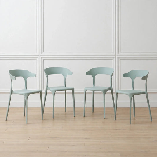 Set de 4 Sillas Elena, Color Azul Claro, con Espaldar y Diseño Moderno