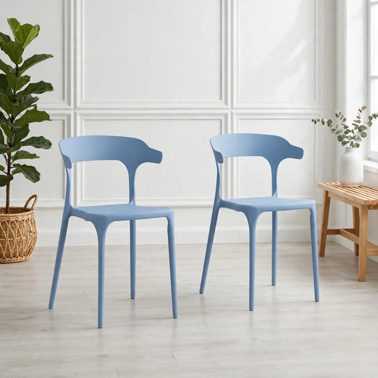 Set de 2 Sillas Elena, Color Azul Oceano, con Espaldar y Diseño Moderno
