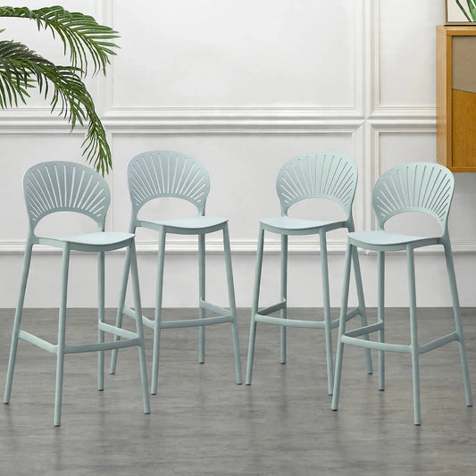 Set de 4 Sillas para Bar Paraíso, Color Azul Claro, Diseño Moderno