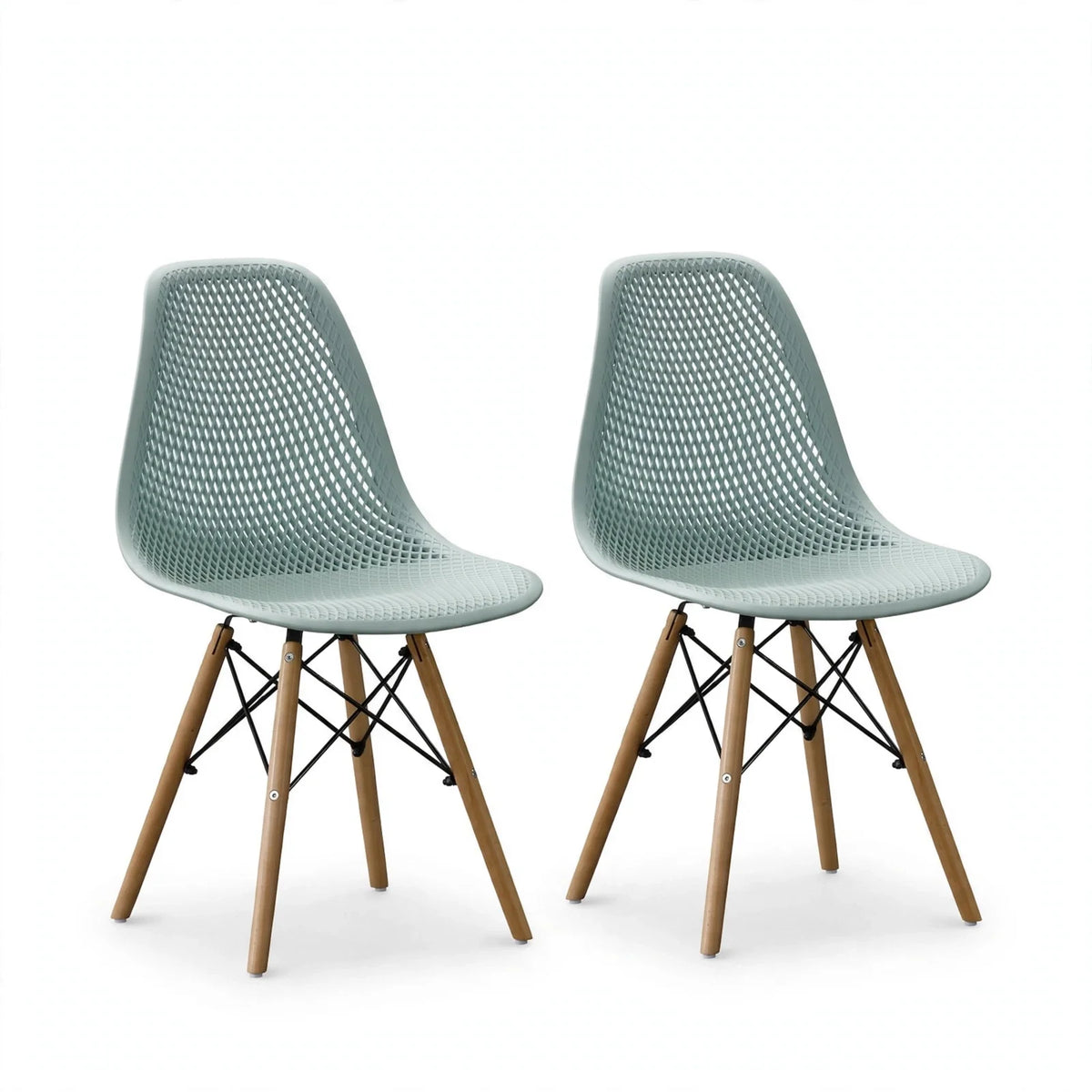 Set de 2 Sillas Aira, Color Azul Claro, con Espaldar y Patas en Madera