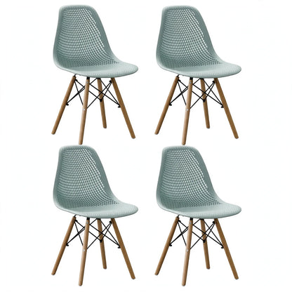 Set de 4 Sillas Aira, Color Azul Claro, con Espaldar y Patas en Madera