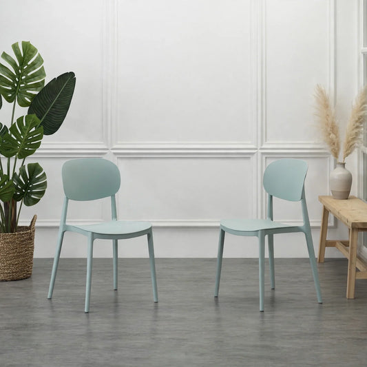 Set de 2 Sillas Milán, Color Azul Claro, con Espaldar y Diseño Moderno