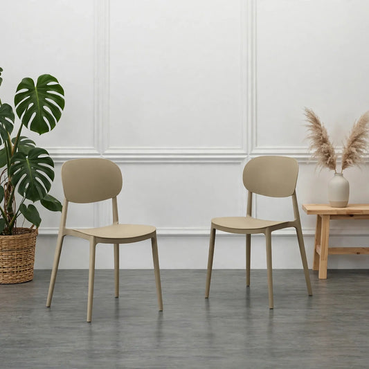 Set de 2 Sillas Milán, Color Khaki, con Espaldar y Diseño Moderno