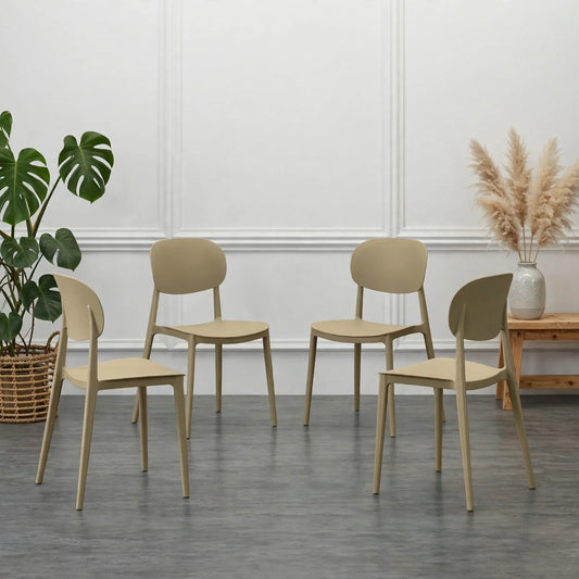Set de 4 Sillas Milán, Color Khaki, con Espaldar y Diseño Moderno