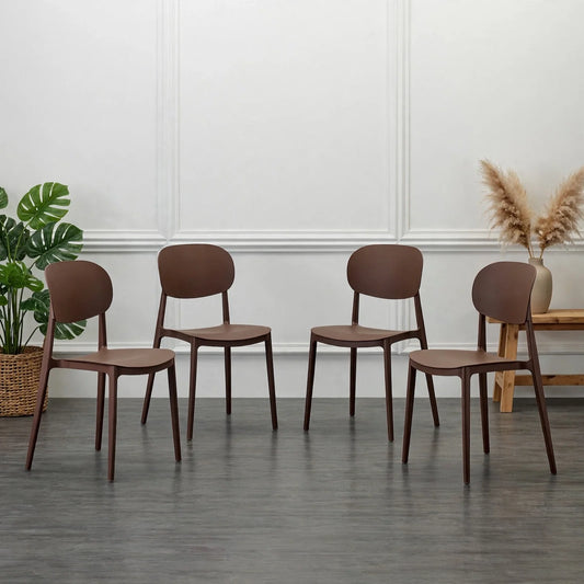 Set de 4 Sillas Milán, Color Café, con Espaldar y Diseño Moderno