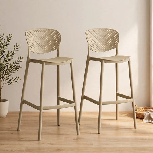 Set de 2 Sillas para Bar Río, Color Khaki, Diseño Moderno