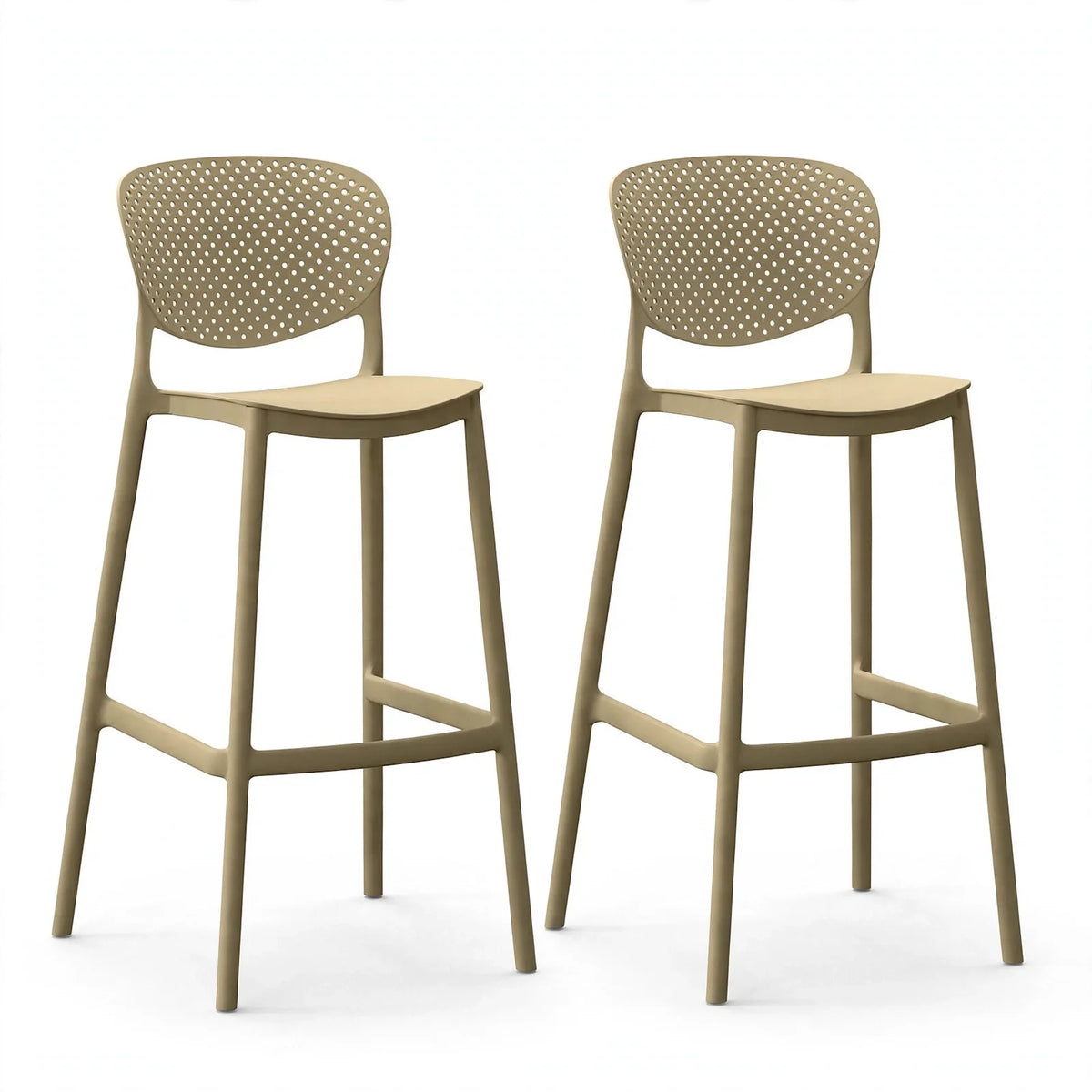 Set de 2 Sillas para Bar Río, Color Khaki, Diseño Moderno