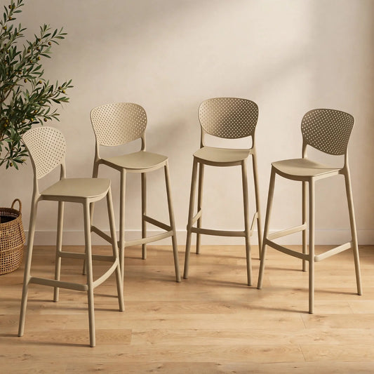 Set de 4 Sillas para Bar Río, Color Khaki, Diseño Moderno