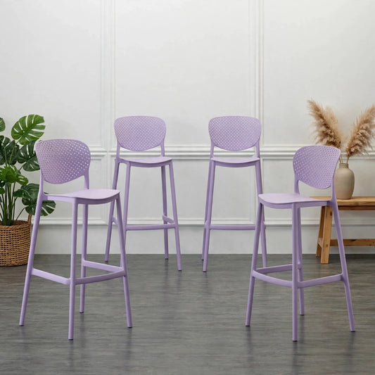Set de 4 Sillas para Bar Río, Color Lila, Diseño Moderno