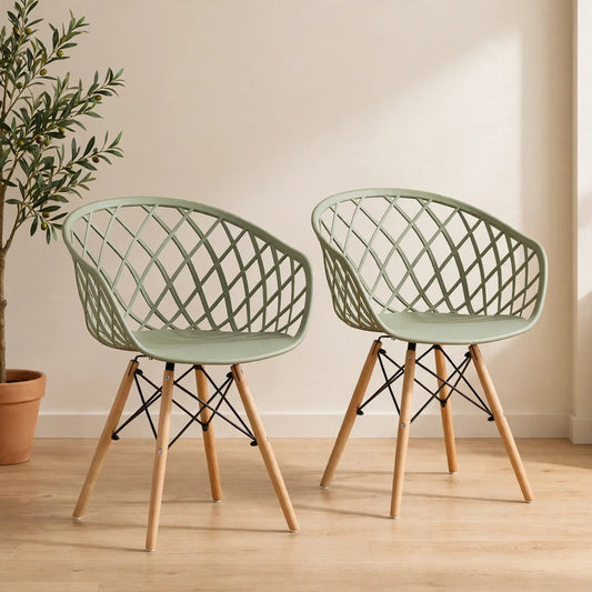 Set de 2 Sillas Oasis con Brazos, Color Verde, con Espaldar