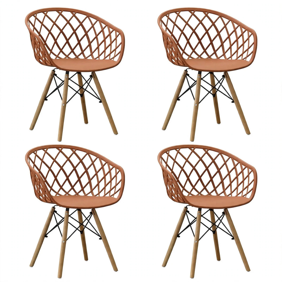 Set de 4 Sillas Oasis con Brazos, Color Terracota, con Espaldar