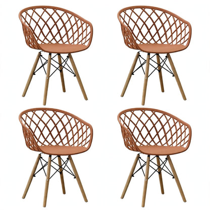 Set de 4 Sillas Oasis con Brazos, Color Terracota, con Espaldar