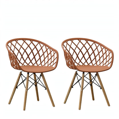 Set de 2 Sillas Oasis con Brazos, Color Terracota, con Espaldar