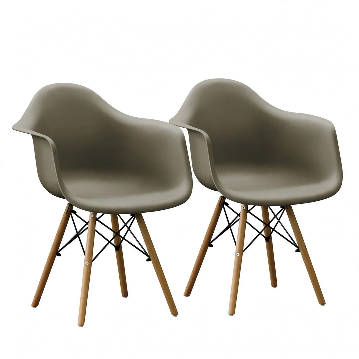 Set de 2 Sillas Eymos , Color Taupe, con Espaldar y Patas en Madera