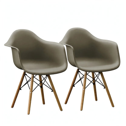 Set de 2 Sillas Eymos , Color Taupe, con Espaldar y Patas en Madera