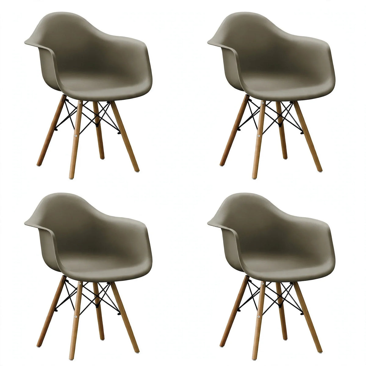 Set de 4 Sillas Eymos , Color Taupe, con Espaldar y Patas en Madera