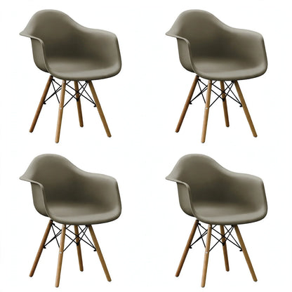 Set de 4 Sillas Eymos , Color Taupe, con Espaldar y Patas en Madera