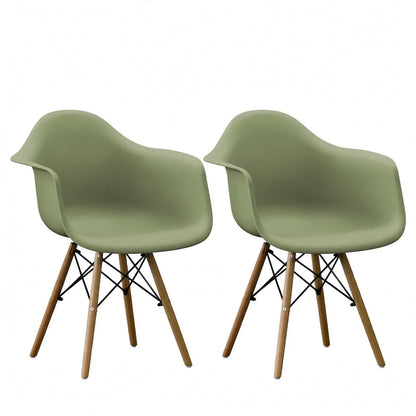 Set de 2 Sillas Eymos , Color Verde, con Espaldar y Patas en Madera