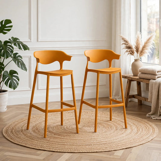Set de 2 Sillas para Bar Elena, Color Naranja, Diseño Moderno