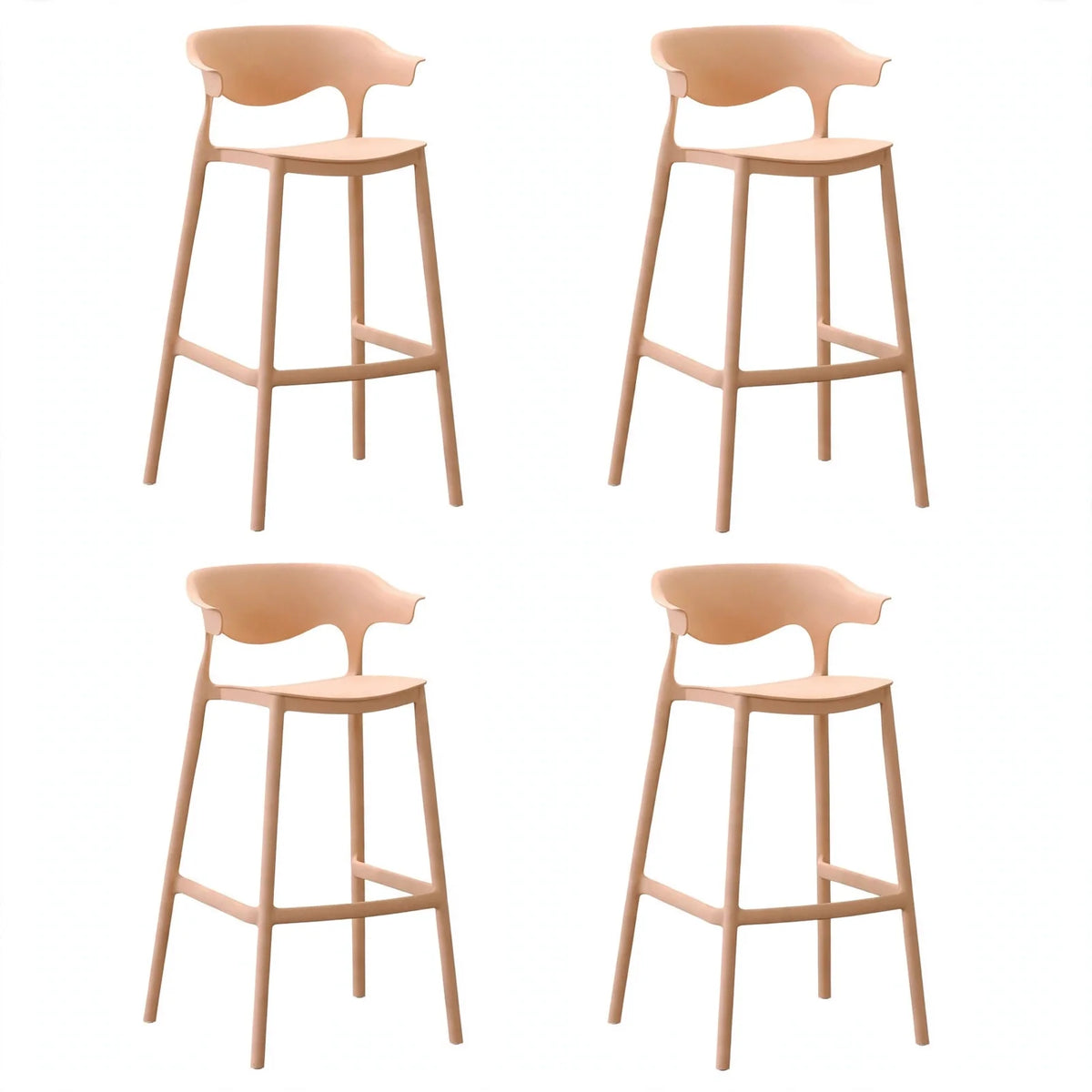 Set de 4 Sillas para Bar Elena, Color Mandarina, Diseño Moderno