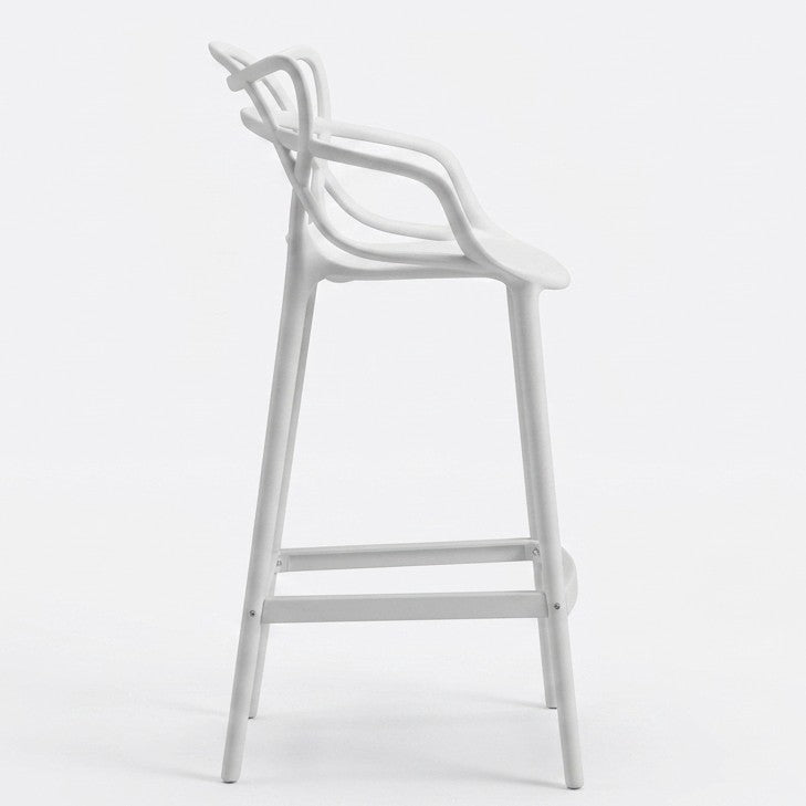 Silla para Bar Palermo, Blanco, con Reposa Pies Doble Propósito