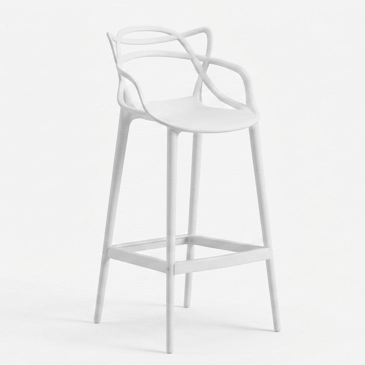 Silla para Bar Palermo, Blanco, con Reposa Pies Doble Propósito