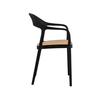 Set de 2 Sillas Río, Negro y Beige, con Espaldar Abierto y Diseño Moderno