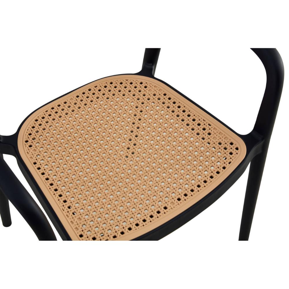 Set de 2 Sillas Río, Negro y Beige, con Espaldar Abierto y Diseño Moderno
