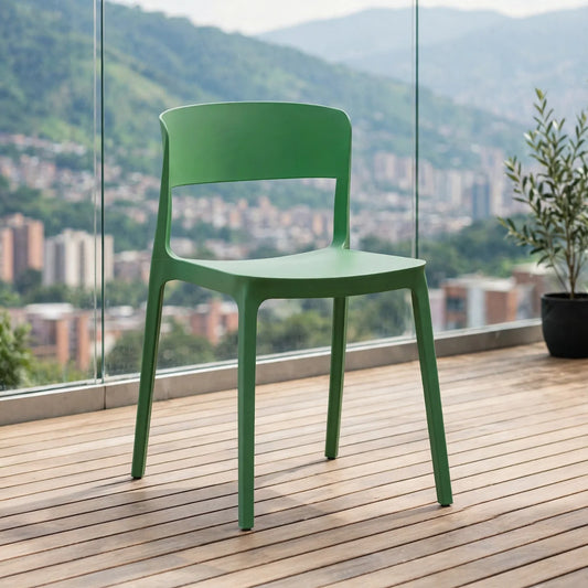 Silla Mónaco, Color Verde Olivo, con Espaldar y Diseño Moderno