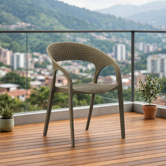 Silla Axel, Taupe, con Espaldar, Reposa Brazos y con Textura Trenzada