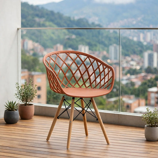 Silla Oasis con Brazos, Color Terracota, con Espaldar