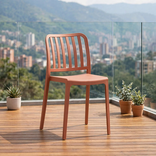 Silla Brooklyn, Color Salmón, con Espaldar en Rayas y Diseño Minimalista