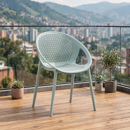 Silla Selva con Brazos, Color Azul Claro, con Espaldar