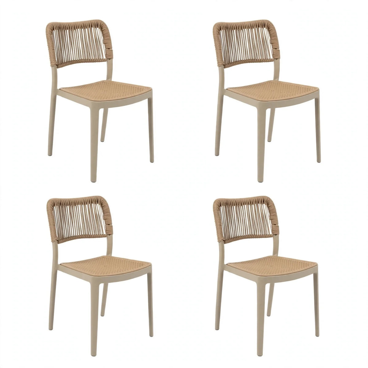 Set de 4 Sillas Austin, Color Taupe, con Espaldar Tejido