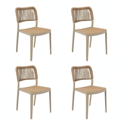 Set de 4 Sillas Austin, Color Taupe, con Espaldar Tejido